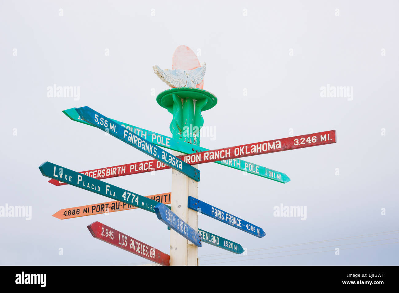 Mileage signpost;Barrow alaska united states of america Stock Photo