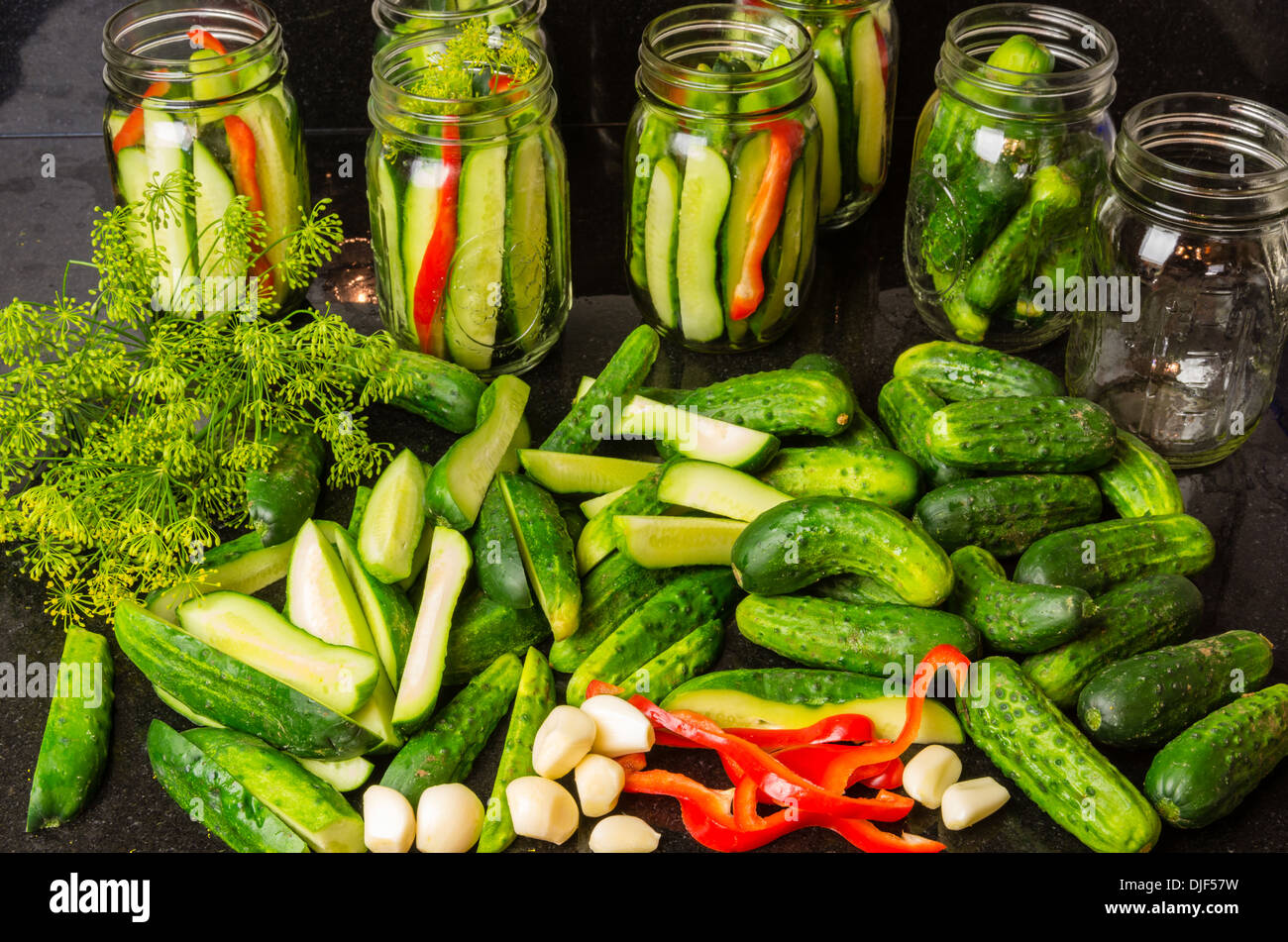 Fresh pickles and ingredients for making pickles Stock Photo Alamy