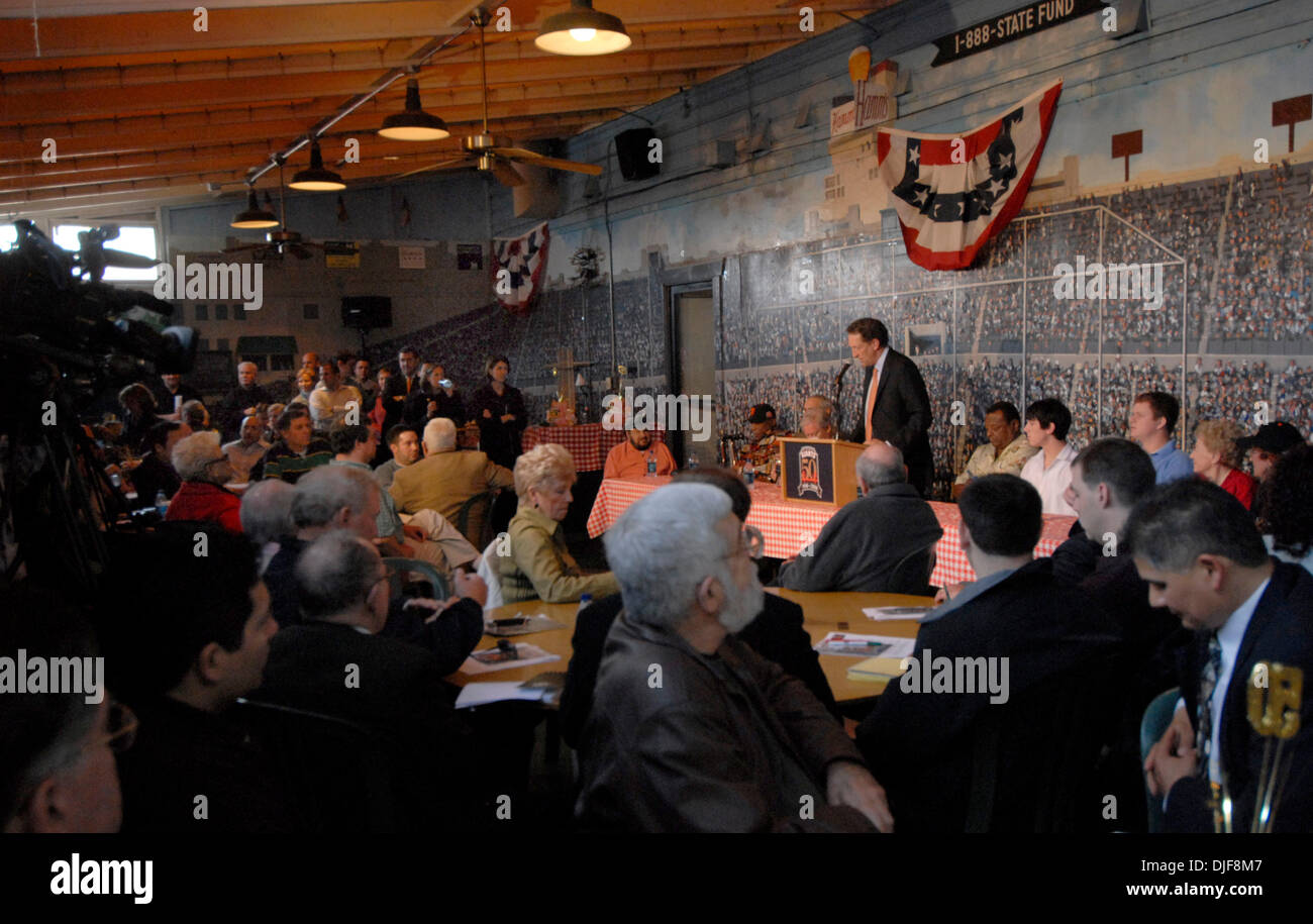 Giants Vice President Larry Baer  spoke Thursday Feb. 7, 2008 at a San Francisco Giants 50th Anniversary press conference at the Double Play bar across the street from where old Seal Stadium once stood. The Giants played their first two years at Seal Stadium. (Karl Mondon/Contra Costa Times/ZUMA Press) Stock Photo
