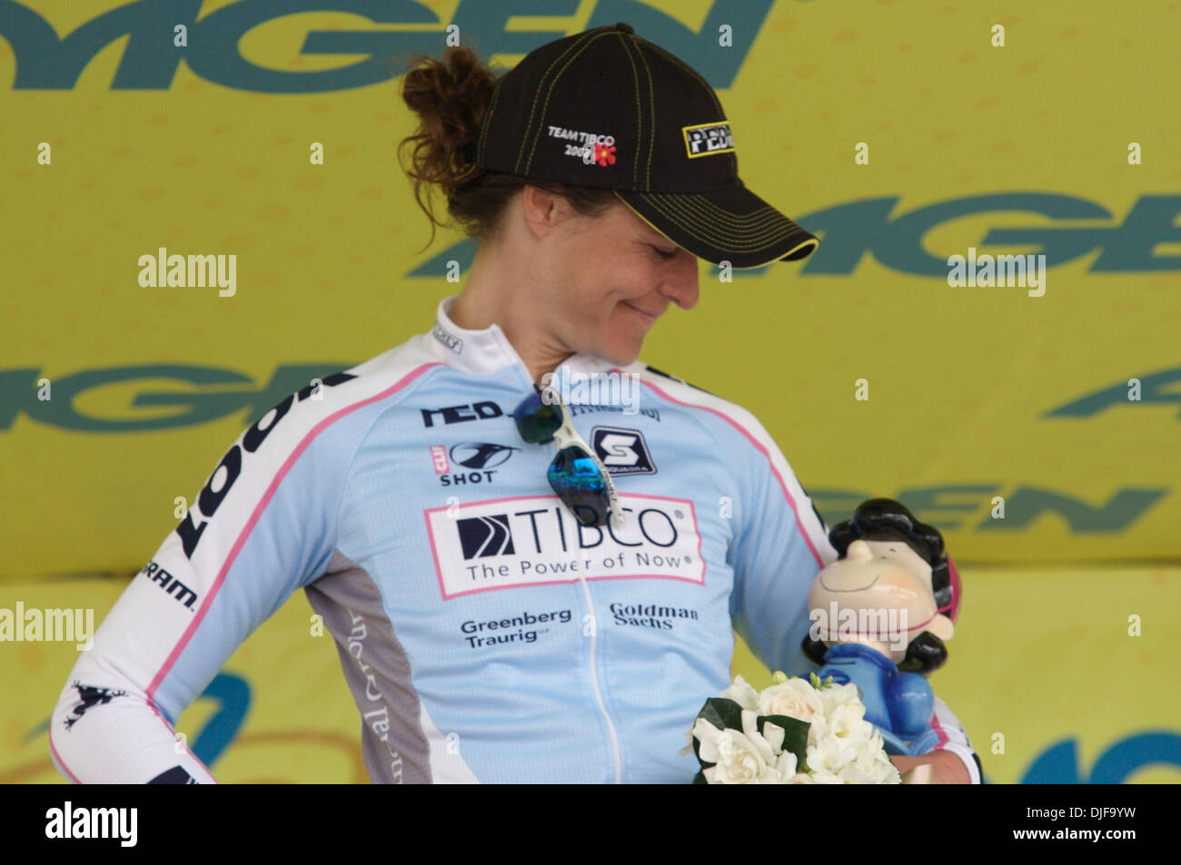 Feb 18, 2008 - Santa Rosa, California, USA - BROOKE MILLLER of TIBCO, center, wins the women's criterium of the 2008 Amgen Tour of California with Laura Van Gilder of Cheerwine placing second and Emilia Fahlin of Highroad placing third. The women finished before the arrival of the men's first stage. (Credit Image: © Kate Karwan Burgess/ZUMA Press) Stock Photo
