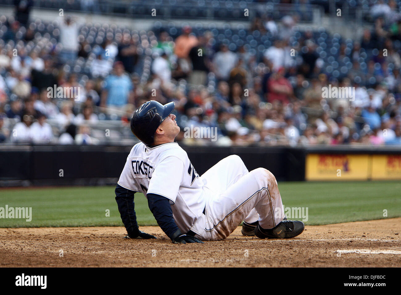 San Diego Padres second baseman David Eckstein was hit by a pitch from