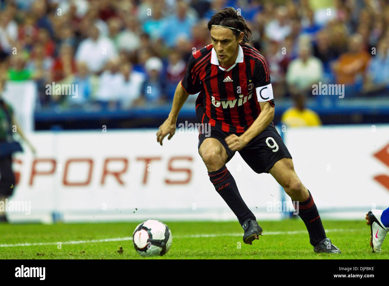 AC Milan's forward Filippo Inzaghi (#9) in game action during play of the friendly FIFA exhibition game between AC Milan and the Montreal Imapct played at the Olympic Stadium in Montreal, Canada. (Credit Image: © Leon Switzer/Southcreek Global/ZUMApress.com) Stock Photo