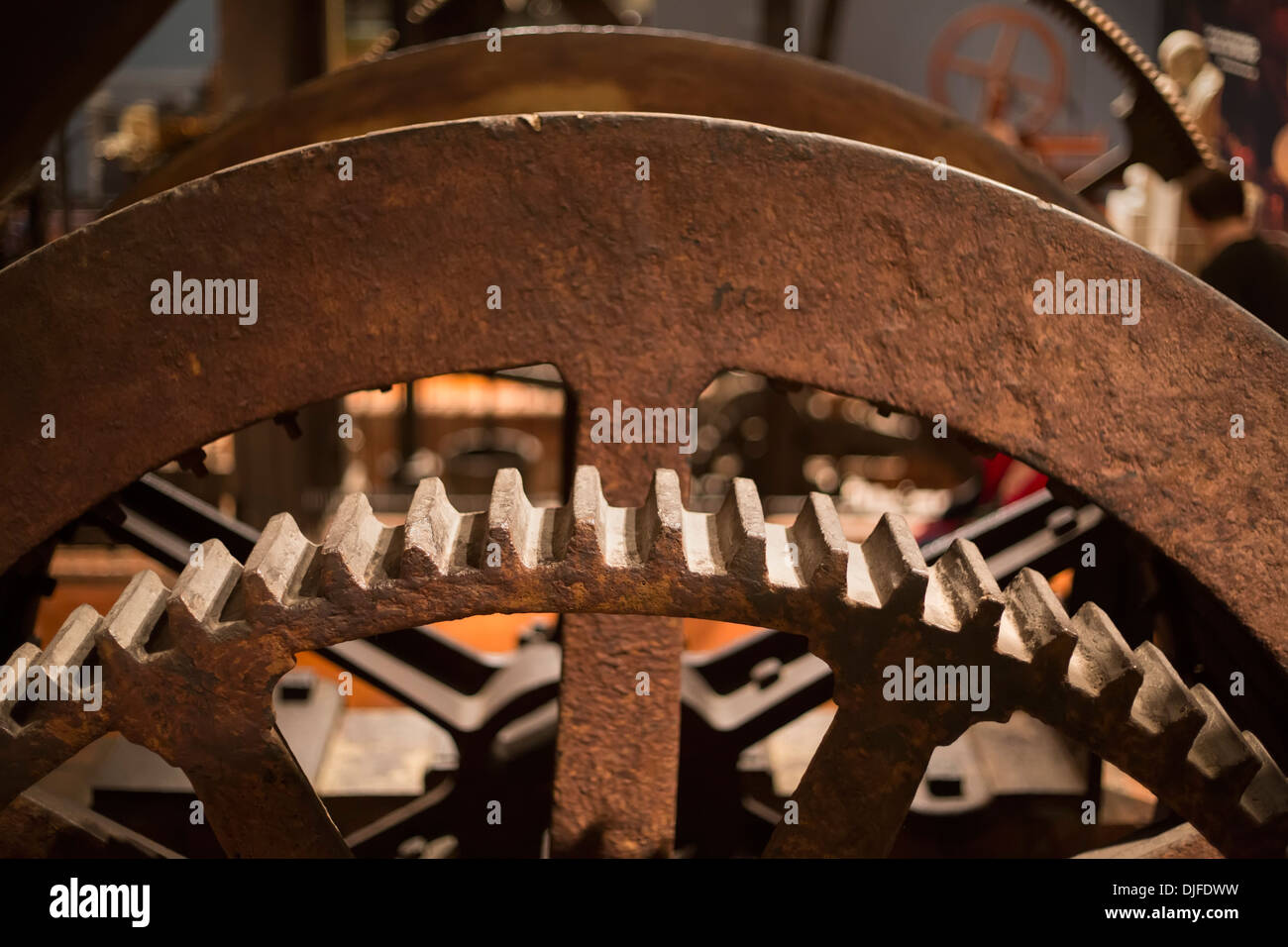 Dearborn, Michigan - Detail of the Dudley steam engine dating from about 1791 on display at the Henry Ford Museum. Stock Photo