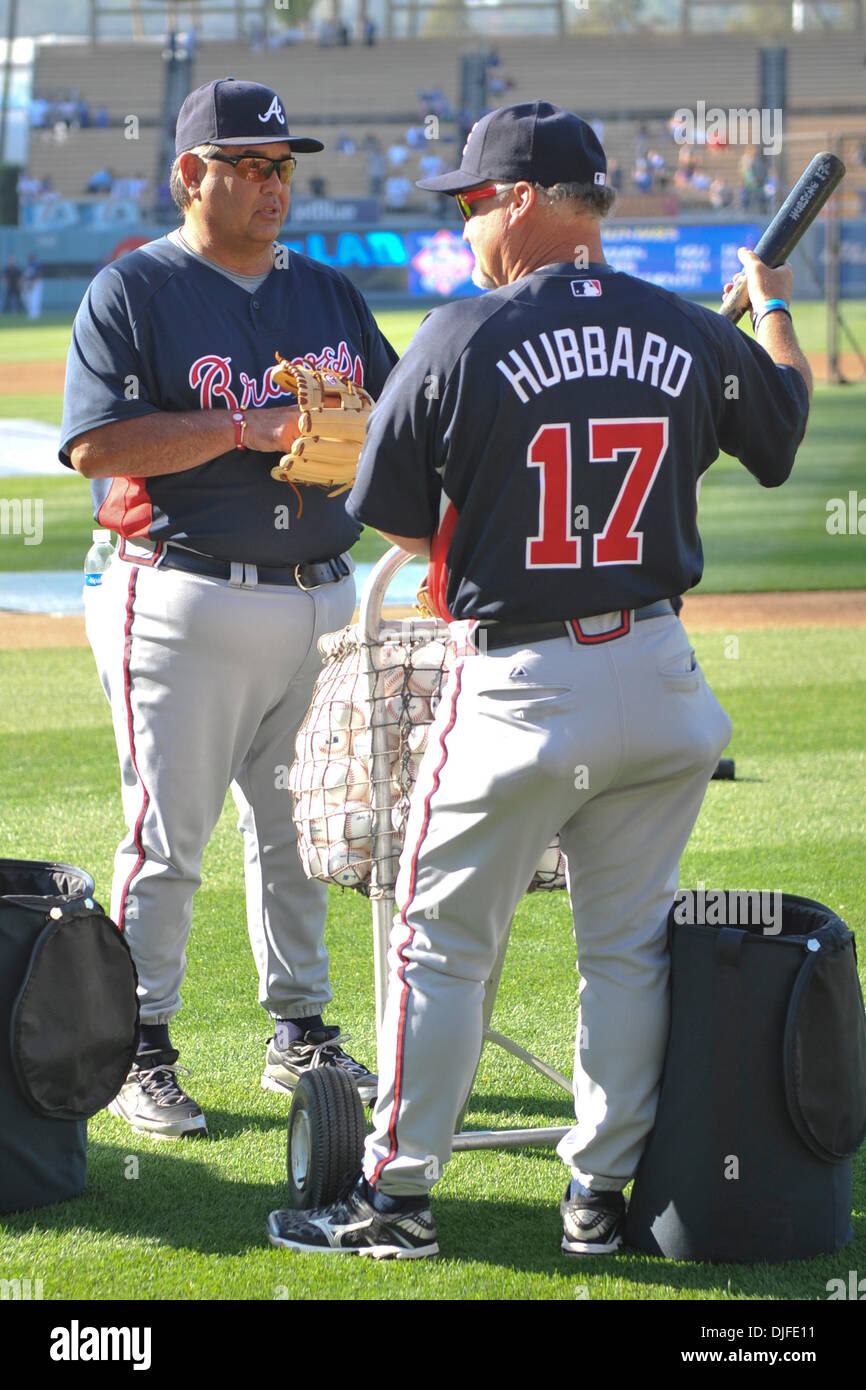 10 July, 2010: Atlanta Braves base coach Glenn Hubbard holds