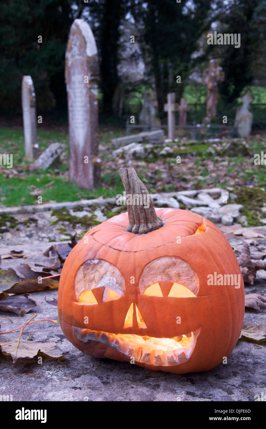 All Hallows Eve, A decaying Halloween Jack o’ lantern carved from a ...