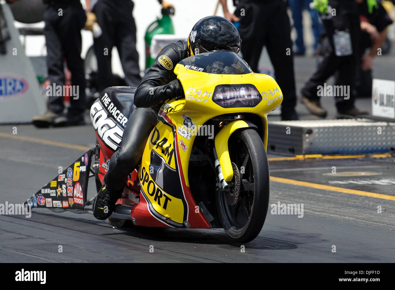Route 66 Racers Mike Phillips heads off the line on his Racers Edge Suzuki during the ...