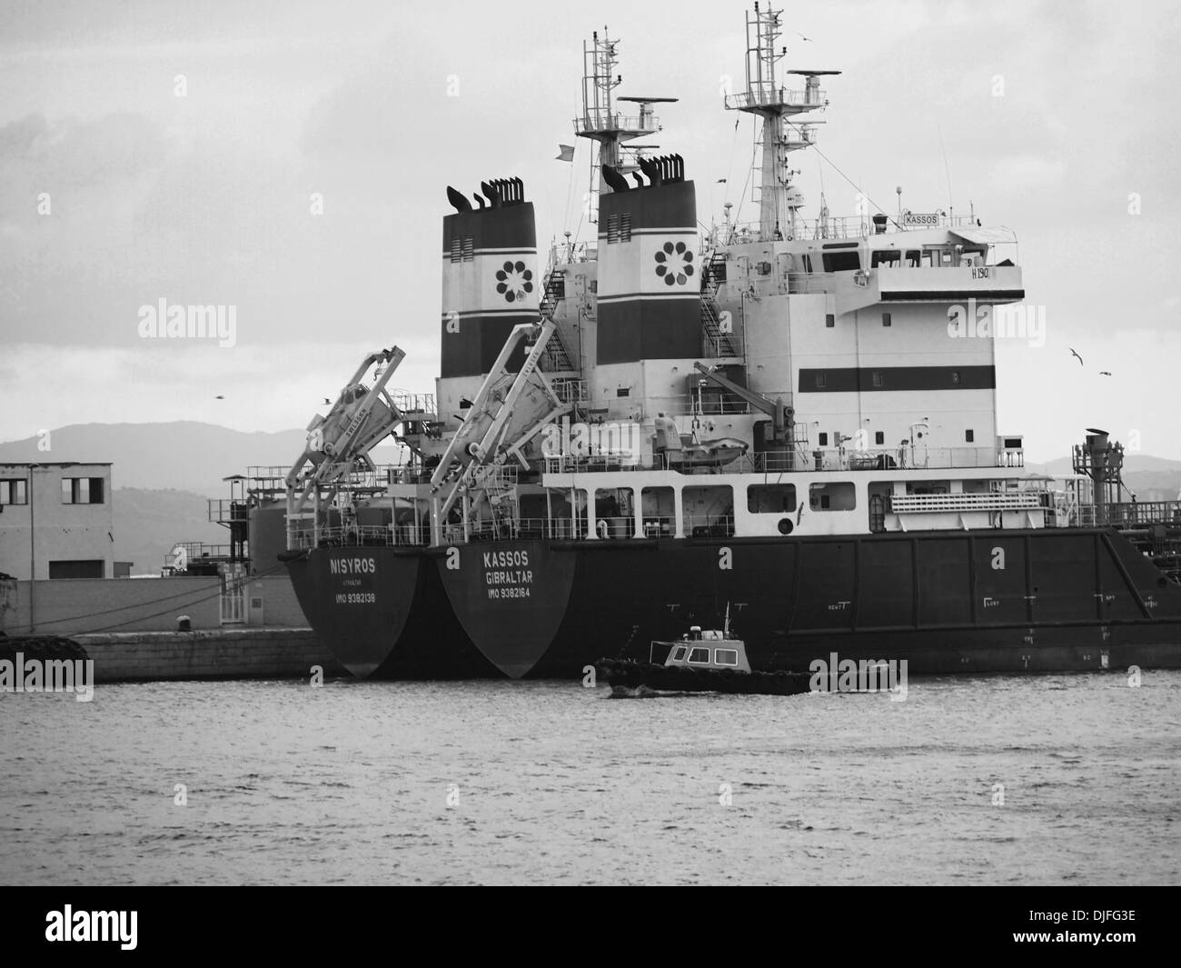 Bunkering vessels berthed at the port of gibraltar bunker hires stock photography and images