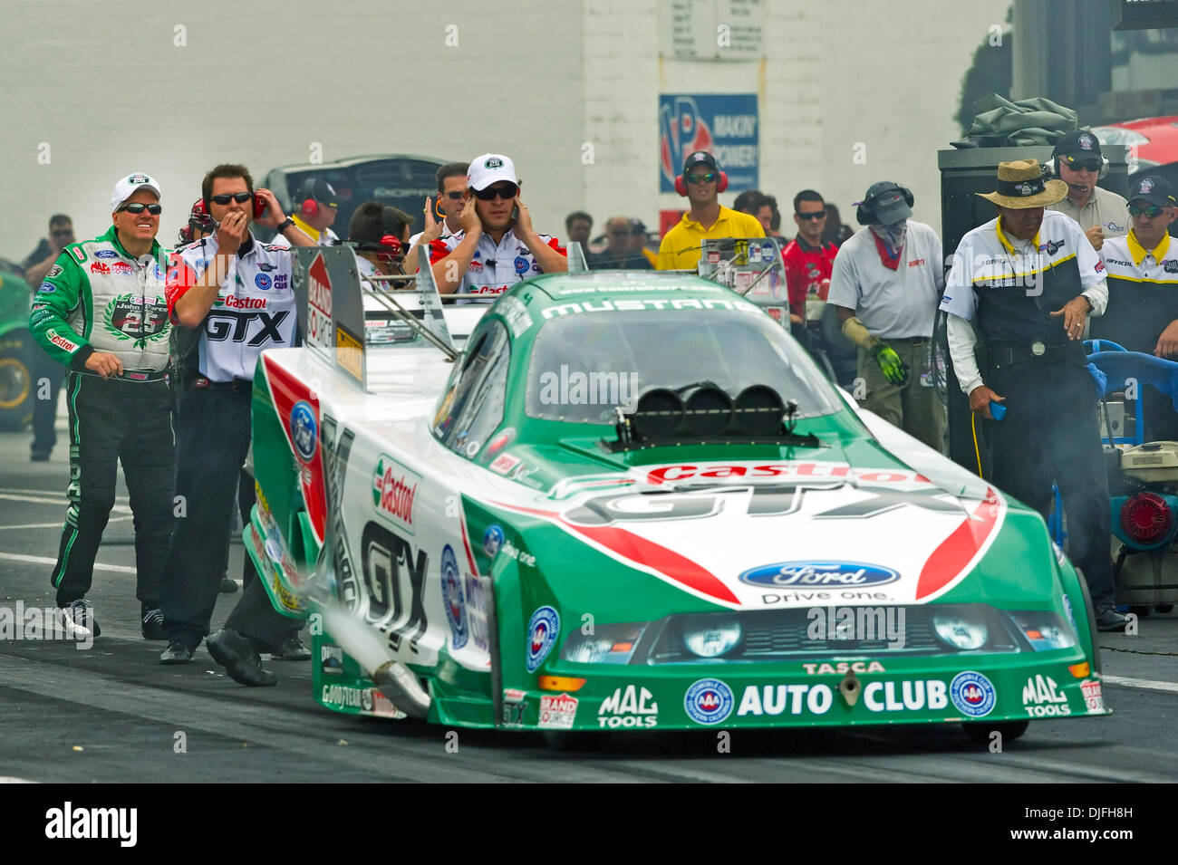 Ashley Force Hood in the Castrol GTX Ford Mustang during qualifying at the 2010 NHRA SuperNationals held at Raceway  Park, Englishtown, New Jersey. (Credit Image: © Bill Guerro/Southcreek Global/ZUMApress.com) Stock Photo