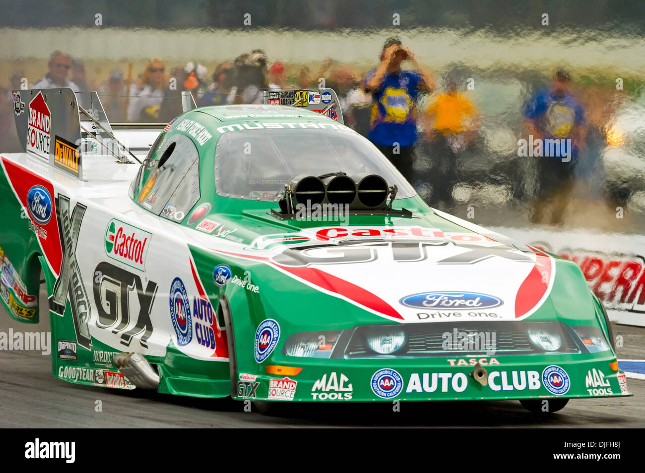 Ashley Force Hood in the Castrol GTX Ford Mustang during qualifying at the 2010 NHRA SuperNationals held at Raceway  Park, Englishtown, New Jersey. (Credit Image: © Bill Guerro/Southcreek Global/ZUMApress.com) Stock Photo