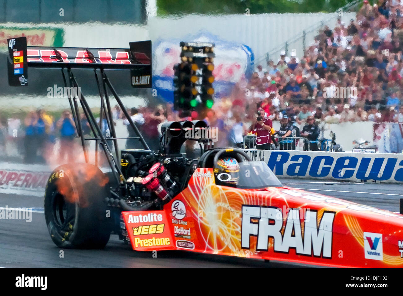 Cory Mcclenathan in the Fram Dragster during the Top Fuel qualifying at the 2010 NHRA SuperNationals