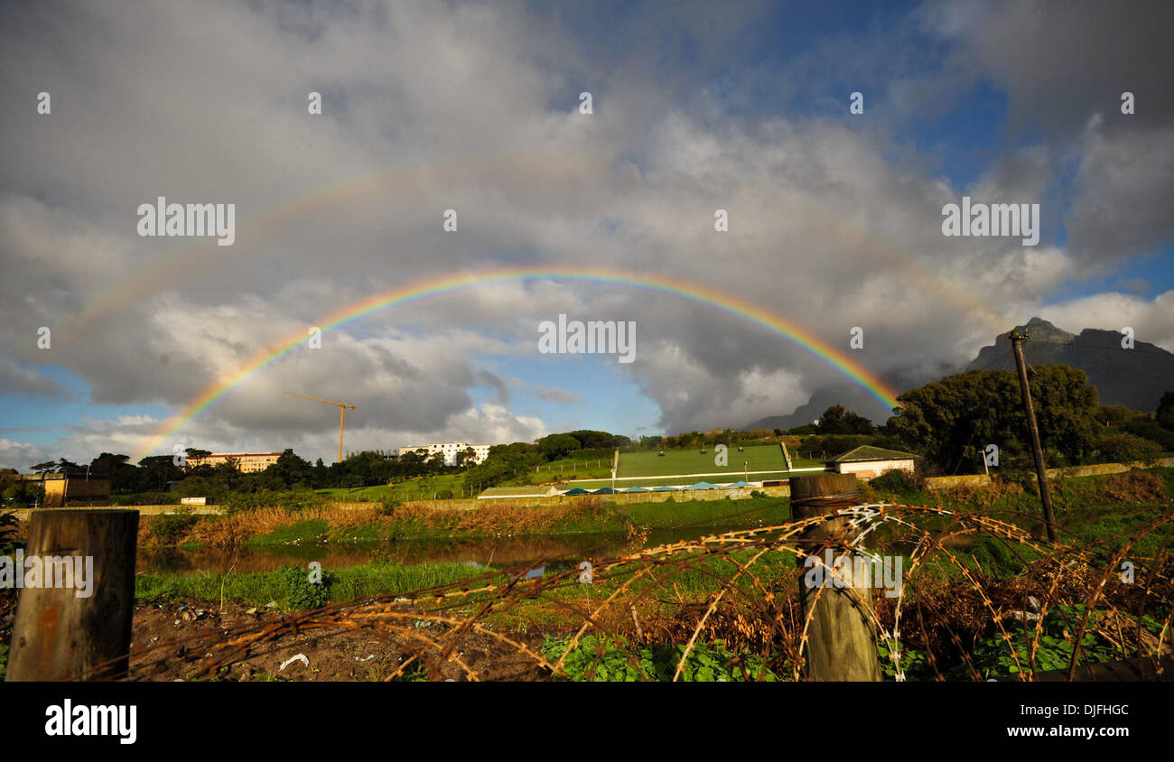 June 13, 2010 - Cape Town, SOUTH AFRICA - A rainbow is seen in a rural area Sunday, June 13, 2010 in Cape Town, South Africa. (Credit Image: © Mark Sobhani/ZUMApress.com) Stock Photo