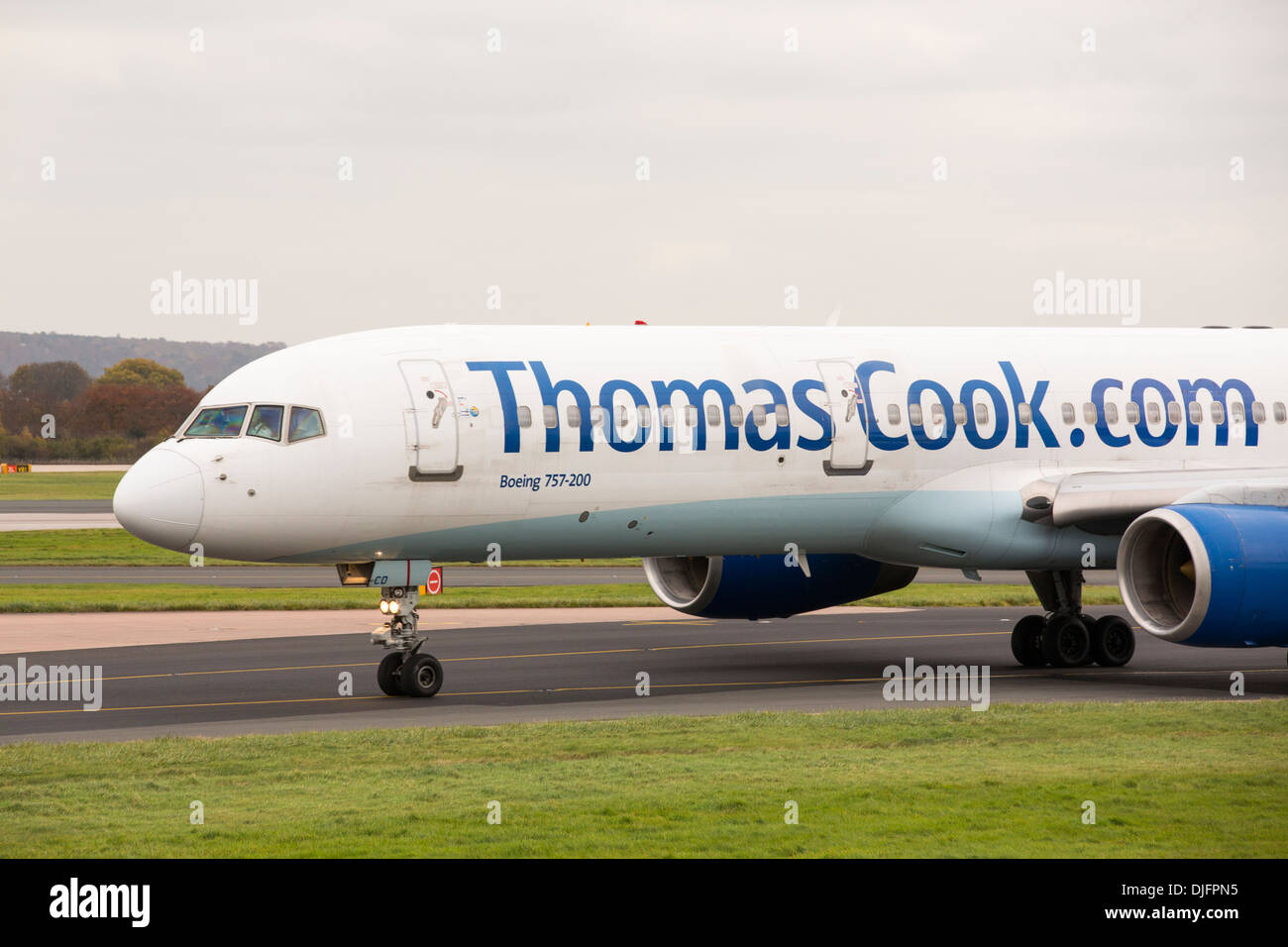 Planes on the tarmac at arrivals at Manchester Airport, UK. Stock Photo