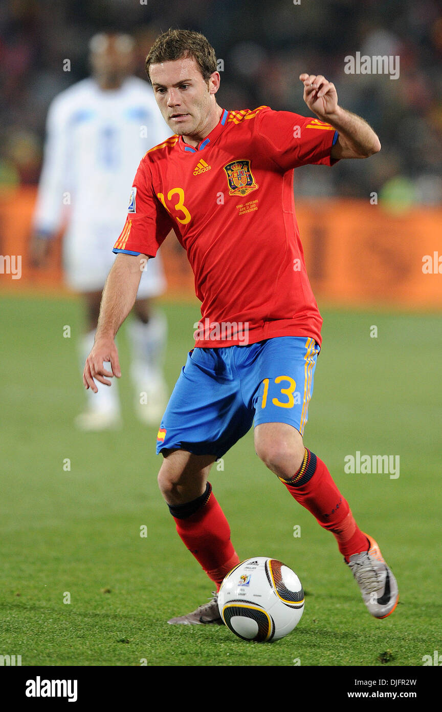 June 21, 2010 - Johannesburg, South Africa - Juan Manuel Mata of Spain in action during the 2010 FIFA World Cup soccer match between Spain and Honduras at Ellis Park Stadium on June 21, 2010 in Johannesburg, South Africa. (Credit Image: © Luca Ghidoni/ZUMApress.com) Stock Photo
