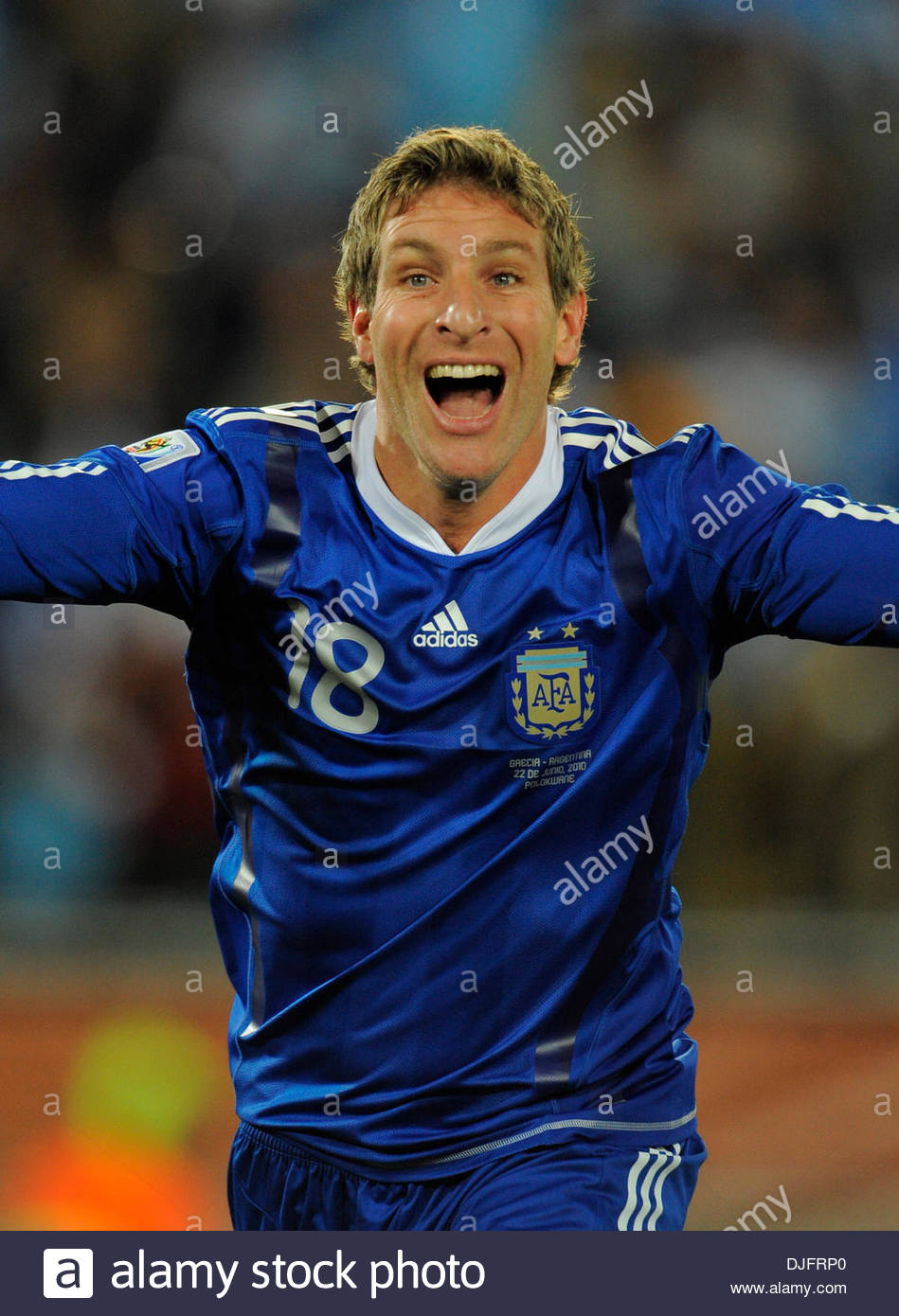Martin Palermo of Argentina celebrates scoring the second goal..FIFA