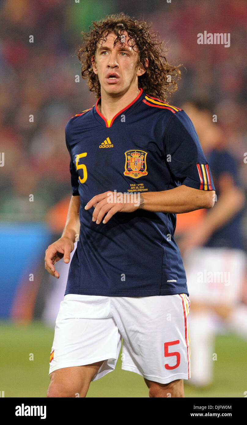 June 25, 2010 - Pretoria, South Africa - Carles Puyol of Spain is seen during the 2010 FIFA World Cup soccer match between Chile and Spain at Loftus Versfeld Stadium on June 25, 2010 in Pretoria, South Africa. (Credit Image: © Luca Ghidoni/ZUMApress.com) Stock Photo