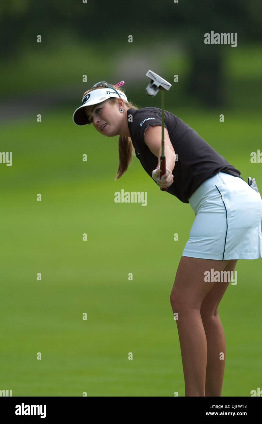 Golfer Paula Creamer Reacts To A Putt During The 2nd Round Of The 2010 Lpga Championship Presented By Wegmans At The Locust Hill Country Club In Rochester New York Credit Image C