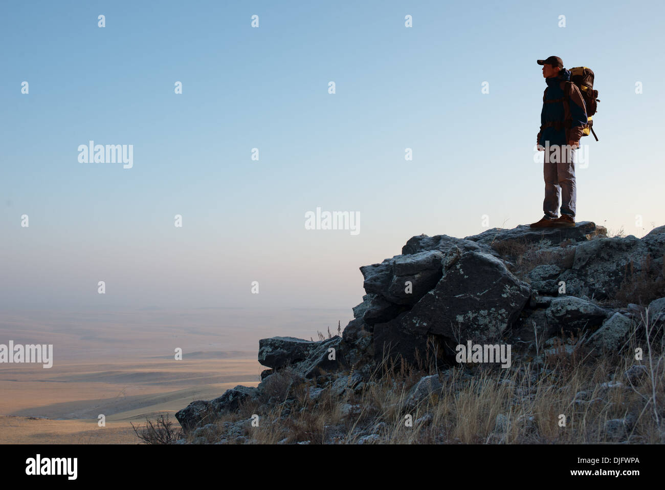 Happy hiker silhouette hi-res stock photography and images - Alamy