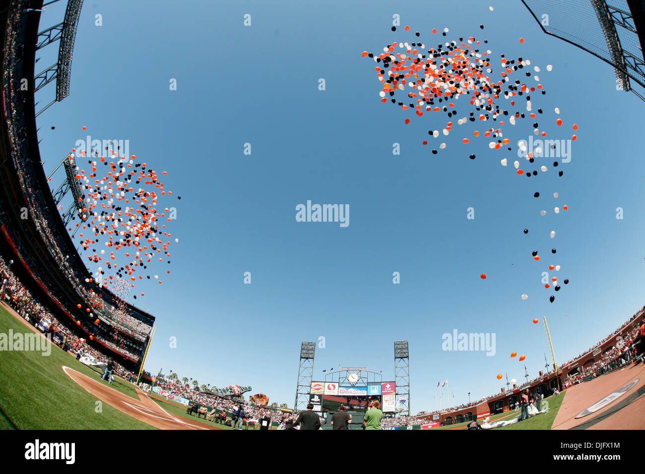 26-June-2010: San Francisco, CA: San Francisco Giants Hosts the Boston Red Sox. Retiring number 20 belonging to Monte Irvin during ceromonies before the game. Red Sox win the game 4-2. (Credit Image: © Dinno Kovic/Southcreek Global/ZUMApress.com) Stock Photo