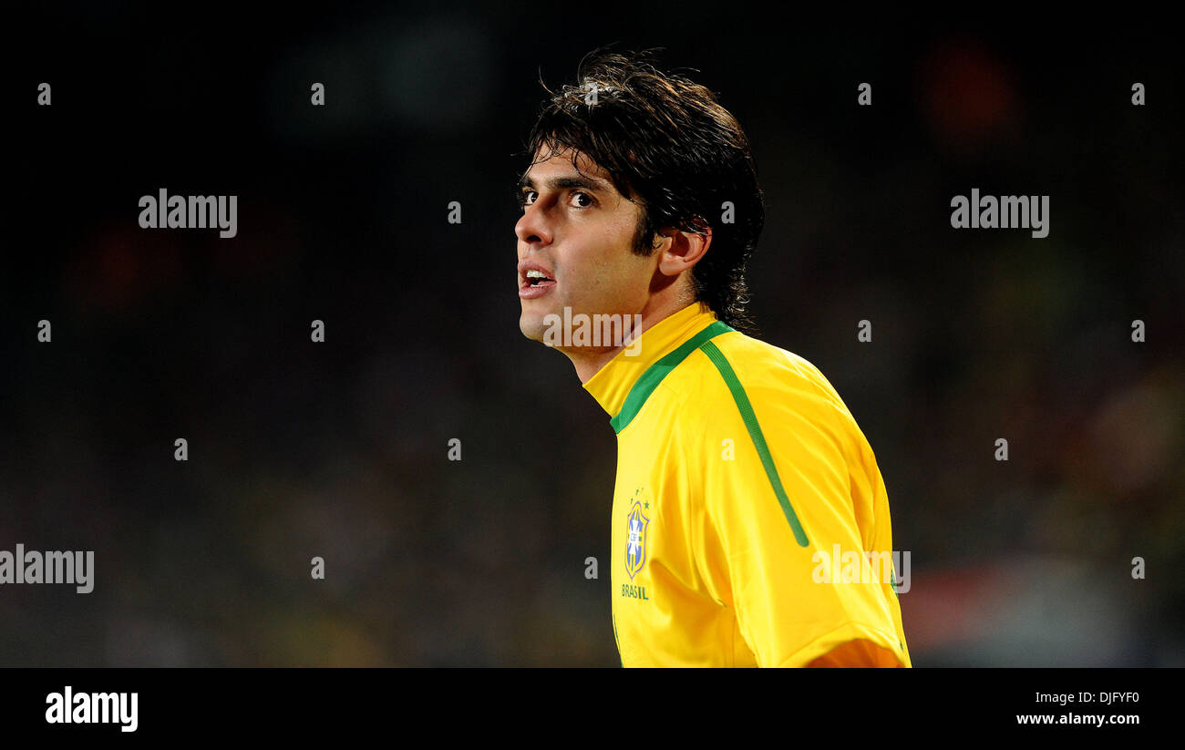 June 28, 2010 - Johannesburg, South Africa - Kaka of Brazil looks on during the 2010 FIFA World Cup soccer match between Brazil and Chile at Ellis Park Stadium on June 28, 2010 in Johannesburg, South Africa. (Credit Image: © Luca Ghidoni/ZUMApress.com) Stock Photo