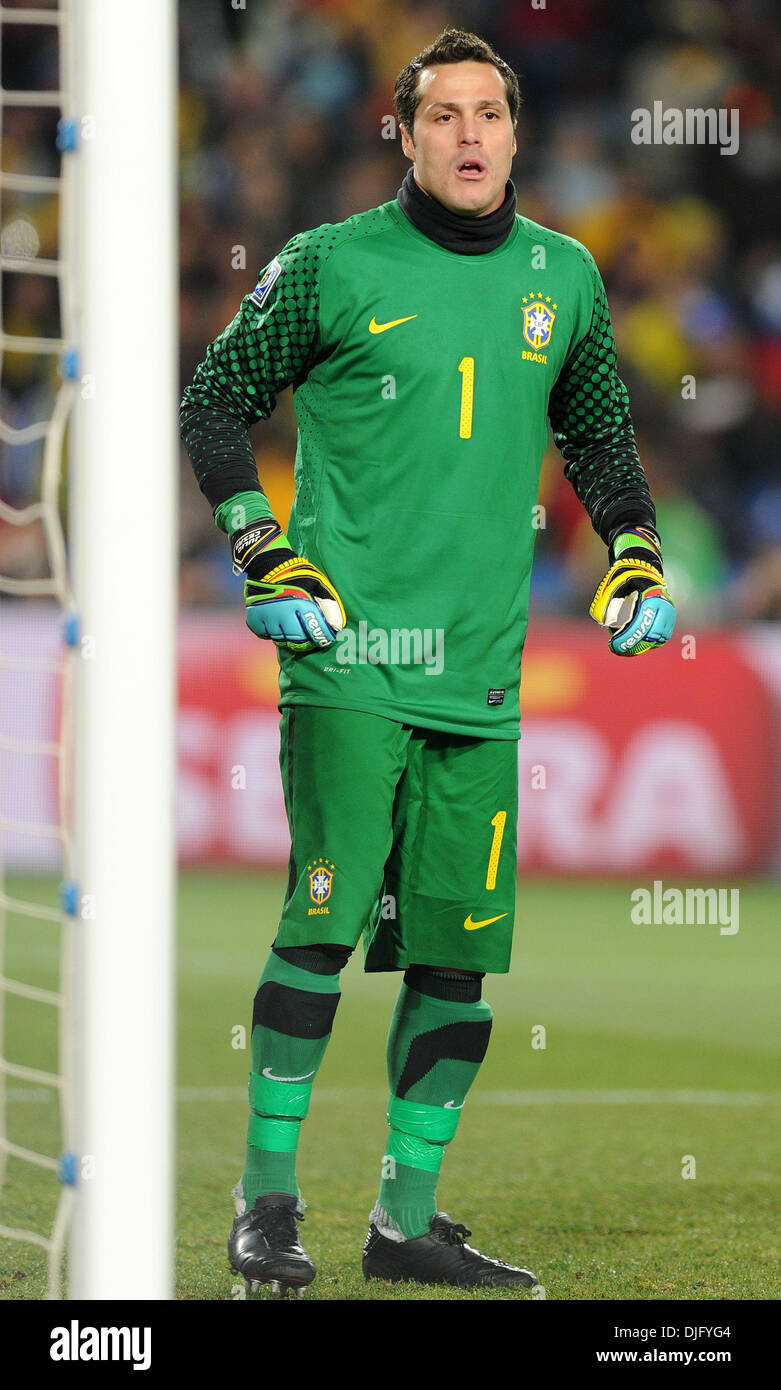 June 28, 2010 - Johannesburg, South Africa - Julio Cesar of Brazil is seen during the 2010 FIFA World Cup soccer match between Brazil and Chile at Ellis Park Stadium on June 28, 2010 in Johannesburg, South Africa. (Credit Image: © Luca Ghidoni/ZUMApress.com) Stock Photo