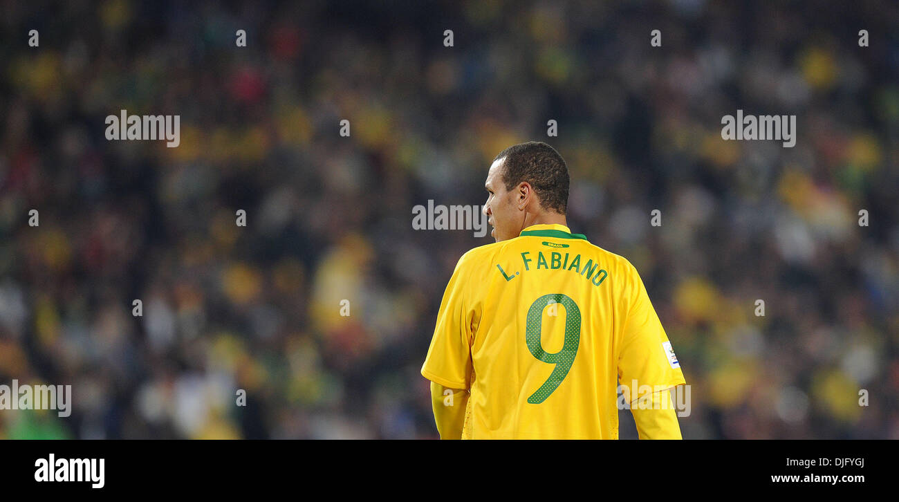June 28, 2010 - Johannesburg, South Africa - Luis Fabiano of Brazil is seen during the 2010 FIFA World Cup soccer match between Brazil and Chile at Ellis Park Stadium on June 28, 2010 in Johannesburg, South Africa. (Credit Image: © Luca Ghidoni/ZUMApress.com) Stock Photo