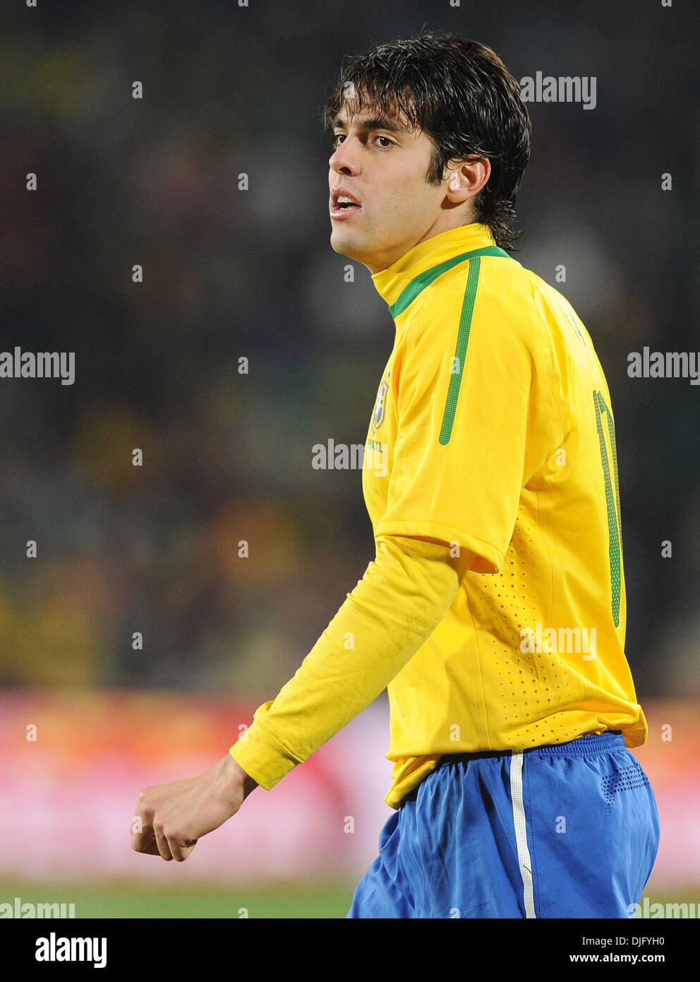 June 28, 2010 - Johannesburg, South Africa - Kaka of Brazil looks on the left during the 2010 FIFA World Cup soccer match between Brazil and Chile at Ellis Park Stadium on June 28, 2010 in Johannesburg, South Africa. (Credit Image: © Luca Ghidoni/ZUMApress.com) Stock Photo