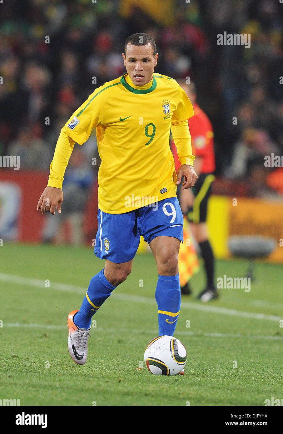 June 28, 2010 - Johannesburg, South Africa - Luis Fabiano of Brazil in action during the 2010 FIFA World Cup soccer match between Brazil and Chile at Ellis Park Stadium on June 28, 2010 in Johannesburg, South Africa. (Credit Image: © Luca Ghidoni/ZUMApress.com) Stock Photo