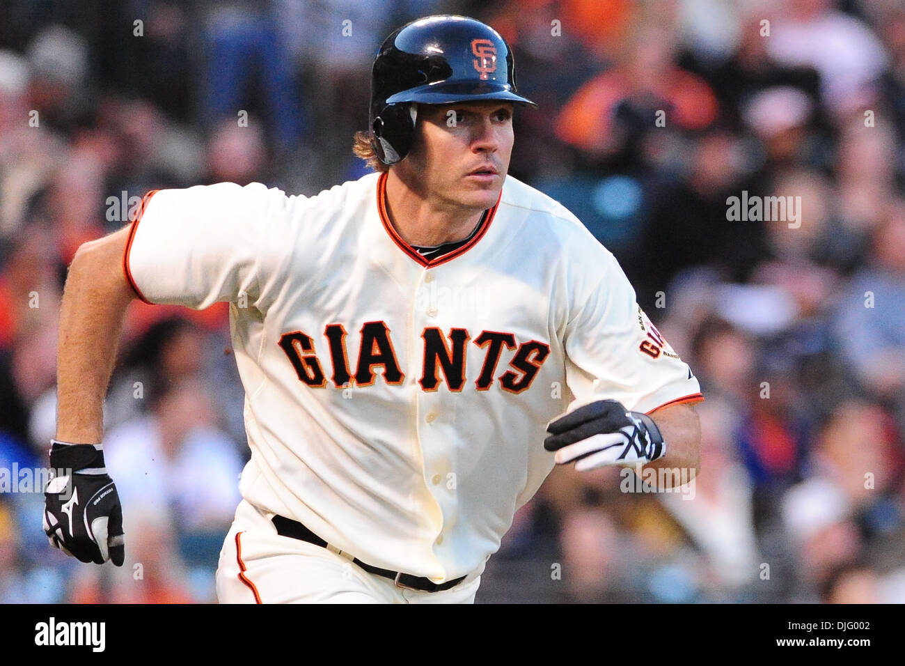 San Francisco, CA: San Francisco Giants pitcher Barry Zito (75) runs to first base. The Los Angeles Dodgers won the game 4-2. (Credit Image: © Charles Herskowitz/Southcreek Global/ZUMApress.com) Stock Photo