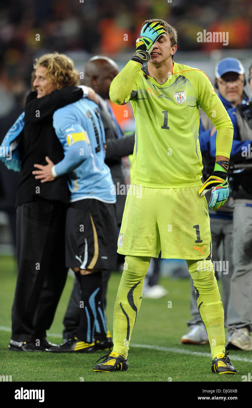 July 02, 2010 - Johannesburg, South Africa - Fernando Muslera of Uruguay reacts after the 2010 FIFA World Cup Quarter Final soccer match between Uruguay and Ghana at Soccer City Stadium on June 02, 2010 in Johannesburg, South Africa. (Credit Image: © Luca Ghidoni/ZUMApress.com) Stock Photo