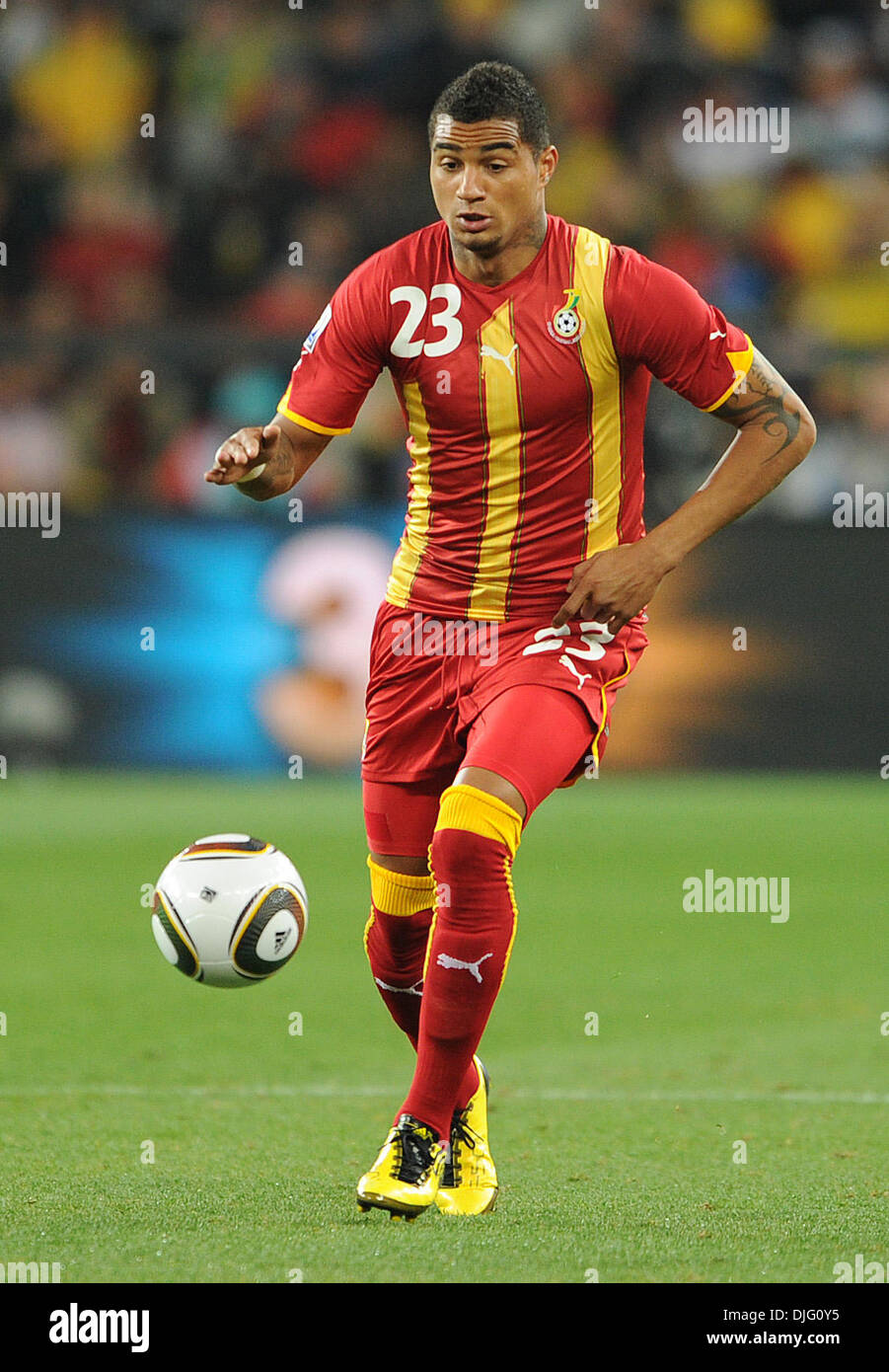 July 02, 2010 - Johannesburg, South Africa - Kevin Prince Boateng of Ghana in action during the 2010 FIFA World Cup Quarter Final soccer match between Uruguay and Ghana at Soccer City Stadium on June 02, 2010 in Johannesburg, South Africa. (Credit Image: © Luca Ghidoni/ZUMApress.com) Stock Photo