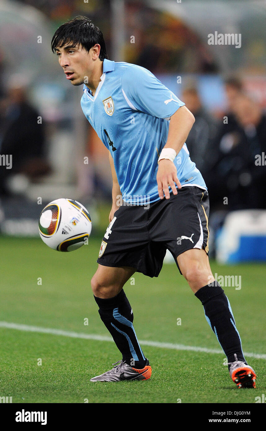 July 02, 2010 - Johannesburg, South Africa - Jorge Fucile of Uruguay in action during the 2010 FIFA World Cup Quarter Final soccer match between Uruguay and Ghana at Soccer City Stadium on June 02, 2010 in Johannesburg, South Africa. (Credit Image: © Luca Ghidoni/ZUMApress.com) Stock Photo