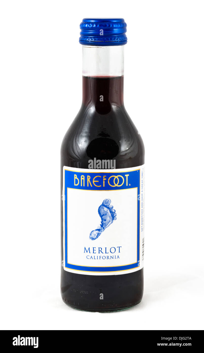 Small bottle of Barefoor California Merlot red wine, USA Stock Photo