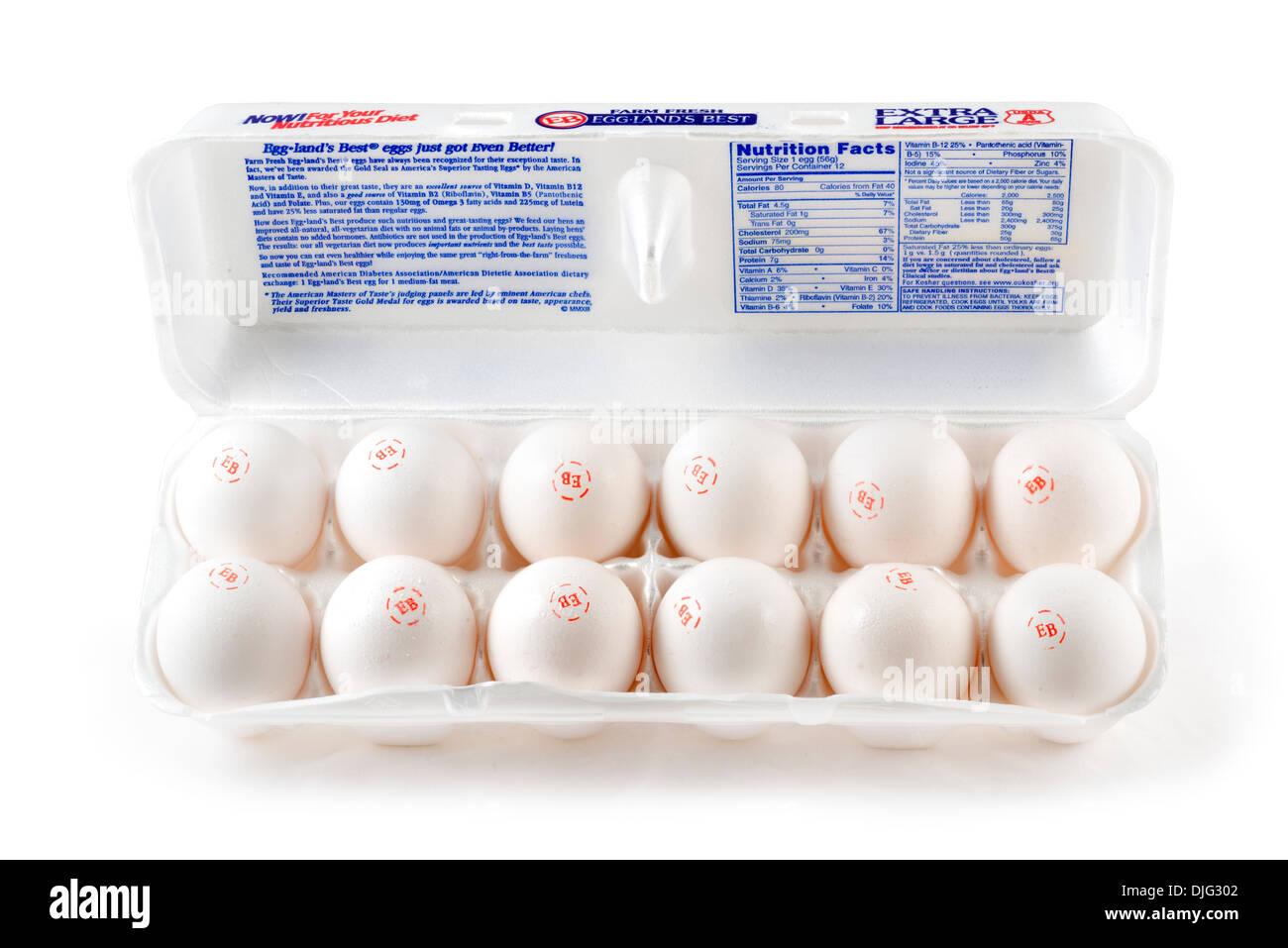 Dozen Egg-Land's Best Extra Large Eggs, USA Stock Photo
