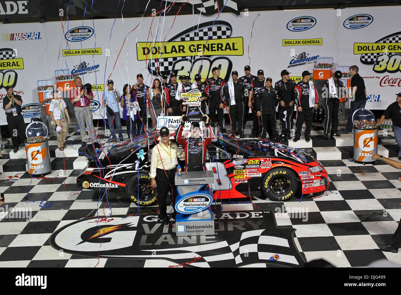 Kyle Busch car 18 in winners cirle after winning the Nationwide Series
