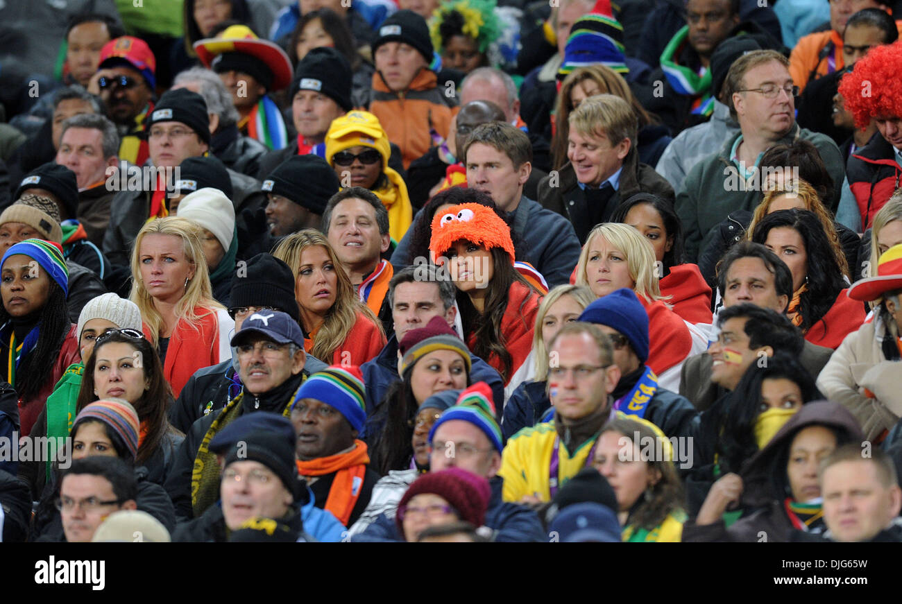 July 11, 2010 - Johannesburg, South Africa - Yolanthe Cabau Van Kasbergen, girlfriend of Wesley Sneijder reacts during the 2010 FIFA World Cup Final soccer match between Netherlands and Spain at Soccer City Stadium on July 11, 2010 in Johannesburg, South Africa. (Credit Image: © Luca Ghidoni/ZUMApress.com) Stock Photo