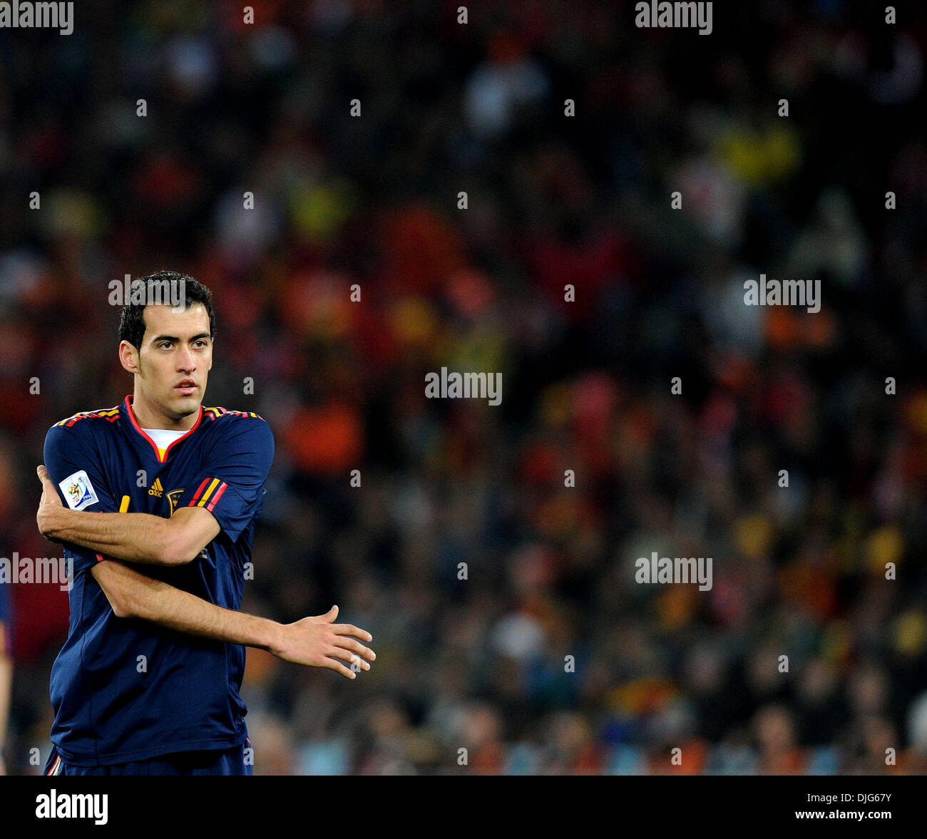 July 11, 2010 - Johannesburg, South Africa - Sergio Busquets of Netherlands is seen during the 2010 FIFA World Cup Final soccer match between Netherlands and Spain at Soccer City Stadium on July 11, 2010 in Johannesburg, South Africa. (Credit Image: © Luca Ghidoni/ZUMApress.com) Stock Photo