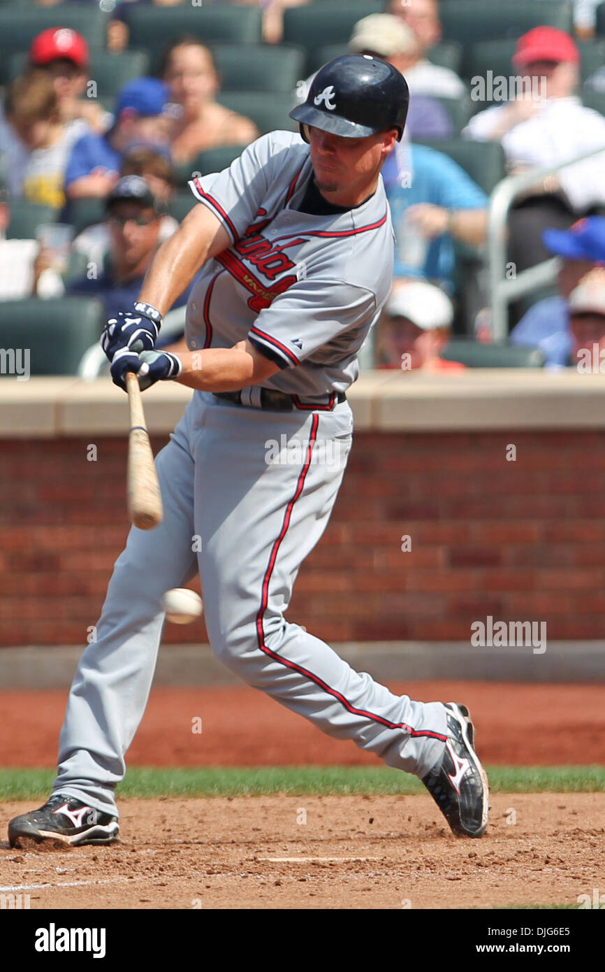 Atlanta Braves infielder Chipper Jones (#10) swings early during the game  at Citifield. The Mets defeated the Braves 3-0. (Credit Image: © Anthony  Gruppuso/Southcreek Global/ZUMApress.com Stock Photo - Alamy