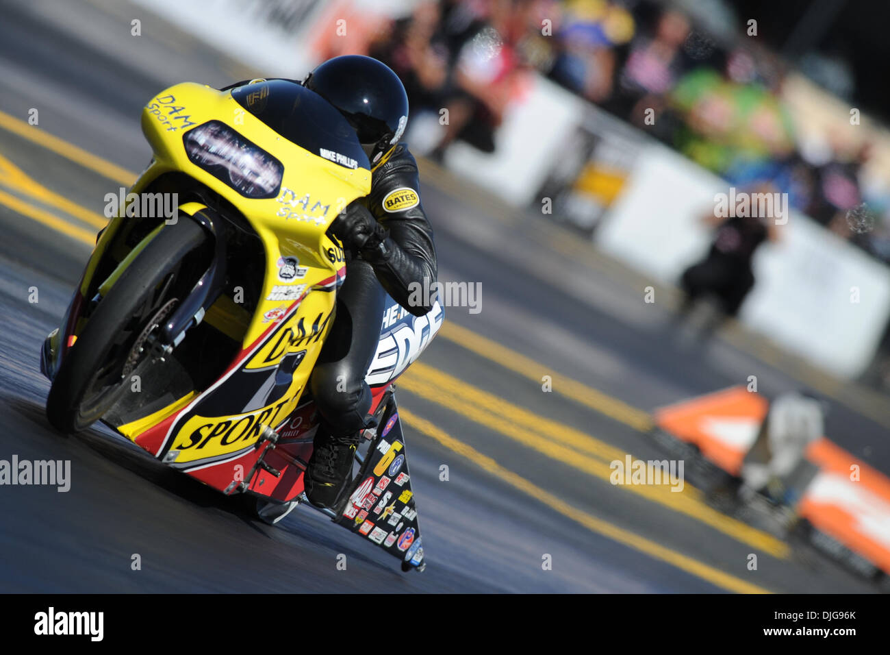 July 16, 2010 - Sonoma, California, United States of America - 16 July 2010: Michael Phillips of Baton Rouge, LA competes in the Pro Stock Motorcycle class at the FRAM Autolite NHRA Nationals at Infineon Raceway, Sonoma, CA.Mandatory Credit: Matt Cohen / Southcreek Global (Credit Image: © Southcreek Global/ZUMApress.com) Stock Photo