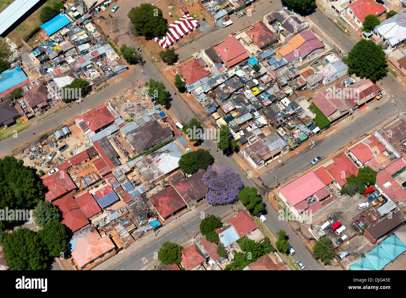 Aerial view of an informal settlement in central Johannesburg.South Africa Stock Photo