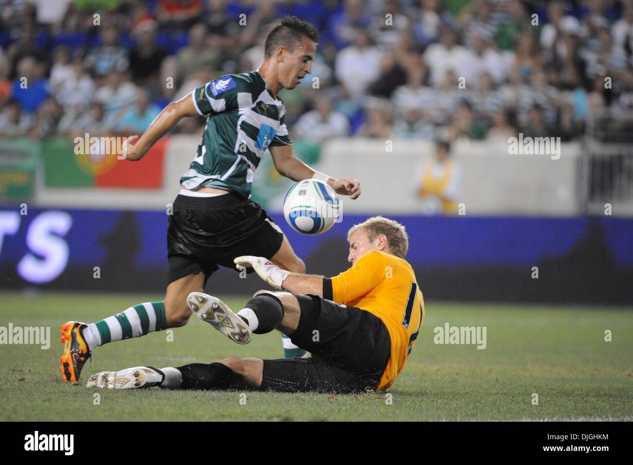 Manchester City Goal Keeper Stuart Taylor (#12) saves during the second match of the New York Football Challenge hosted by New York Red Bulls at Red Bull Stadium in Harrison, New Jersey. (Credit Image: © Brooks Van Arx/Southcreek Global/ZUMApress.com) Stock Photo