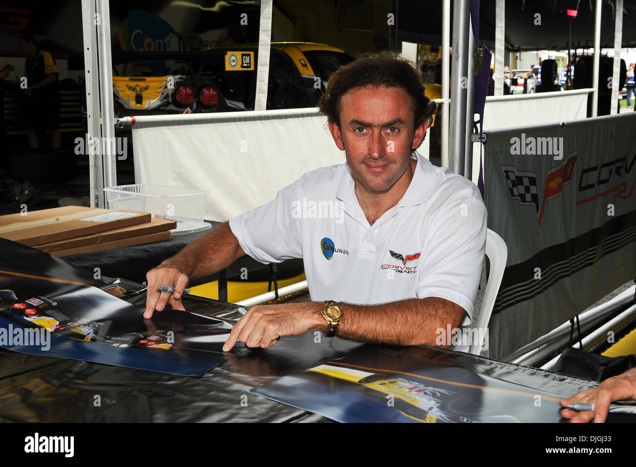 July 24, 2010 - Lakeville, Connecticut, United States of America - 24 July 2010: Olivier Beretta of Corvette Racing Team during the mandatory autograph session for ALMS drivers before the Northeast Grand Prix at Lime Rock Park Lakeville, Connecticut..Mandatory Credit: Geoff Bolte / Southcreek Global (Credit Image: © Southcreek Global/ZUMApress.com) Stock Photo