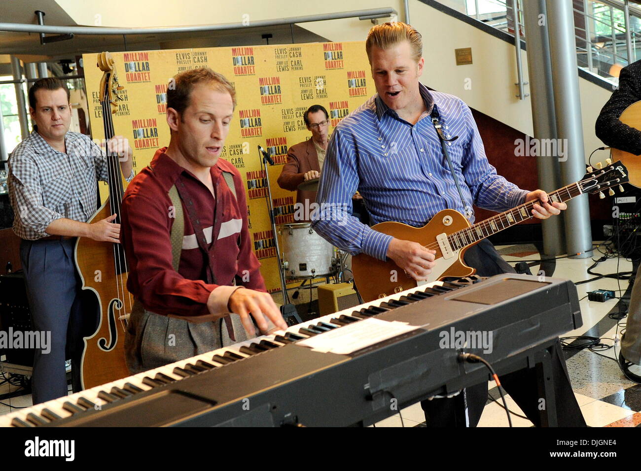 Martin Kaye as Jerry Lee Lewis and Lee Ferris as Carl Perkins 'Million Dollar Quartet' media preview at Toronto Centre for the Arts Toronto, Canada - 12.07.12 Stock Photo