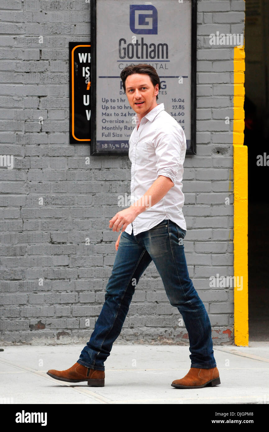 James McAvoy on the set of his new movie 'The Disappearance of Eleanor  Rigby' in Manhattan New York City, USA - 13.07.12 The film follows the  story of a married New York
