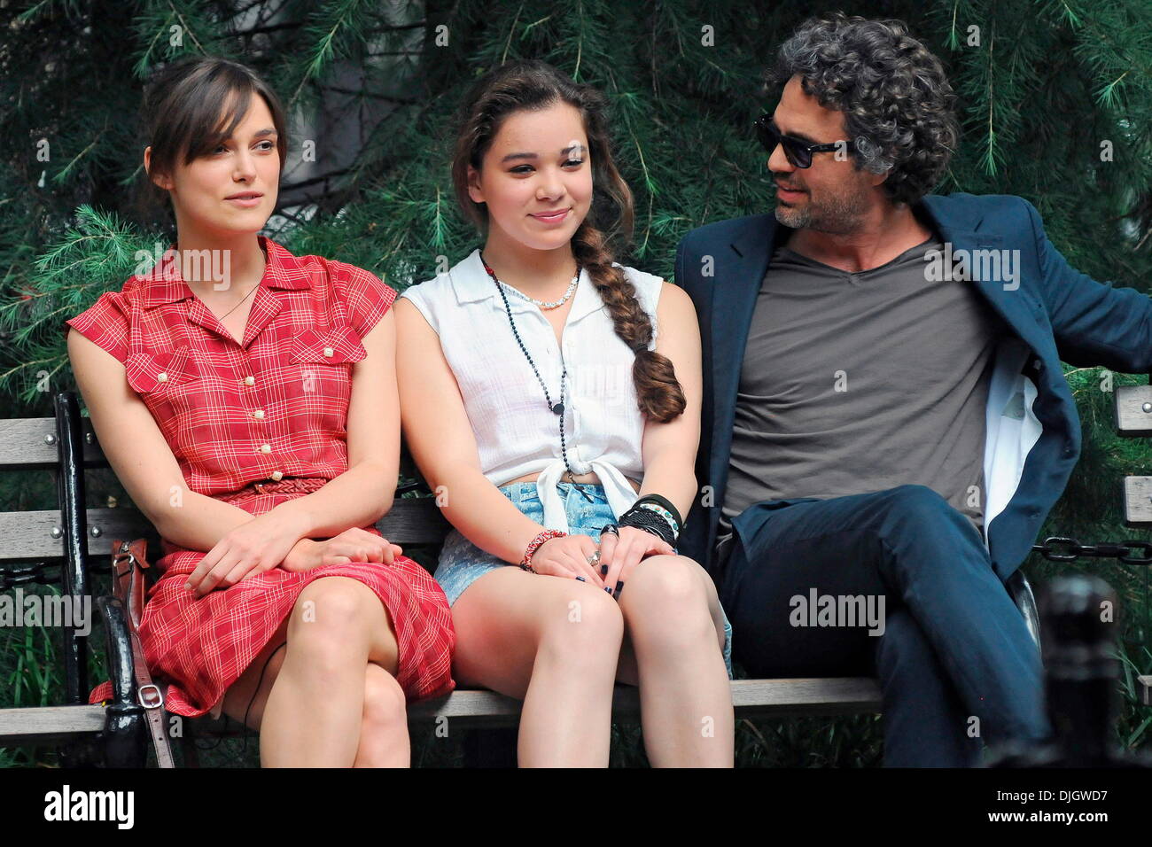 Keira Knightley , Hailee Steinfeld and Mark Ruffalo seen on the set of
