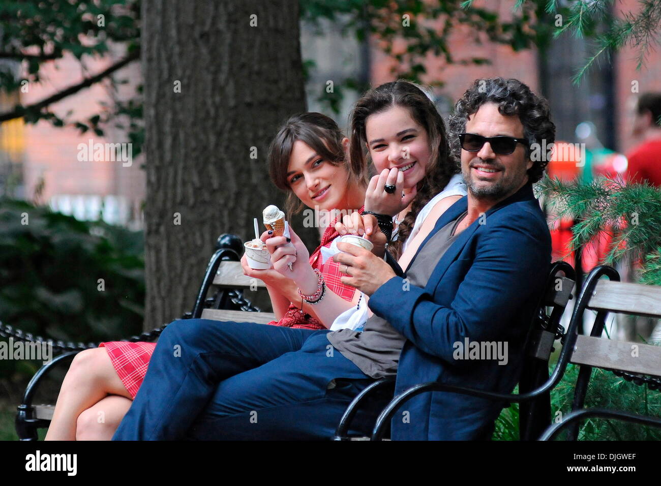 Keira Knightley , Hailee Steinfeld and Mark Ruffalo seen on the set of