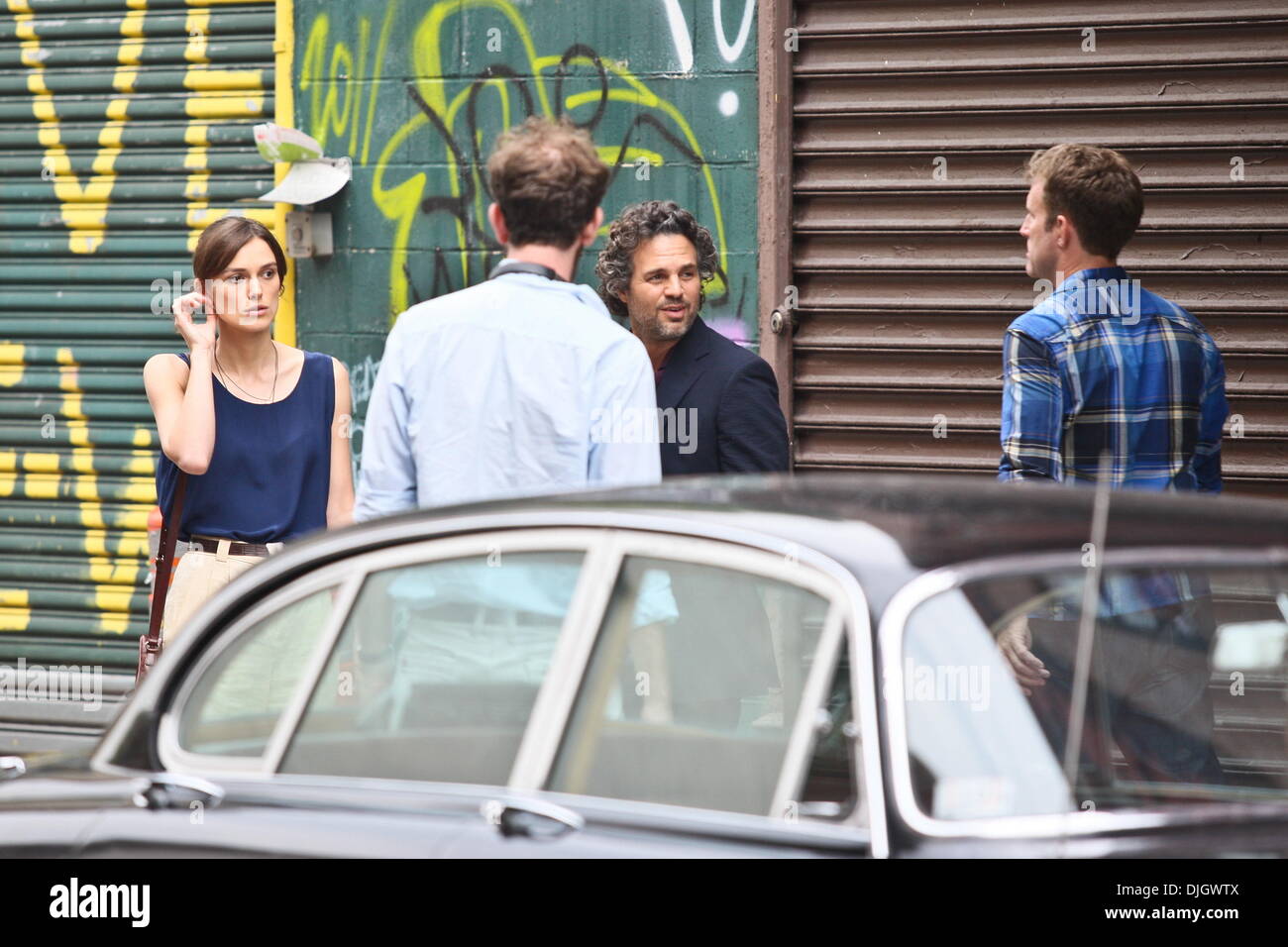 Keira Knightley and Mark Ruffalo seen on the set of their new movie