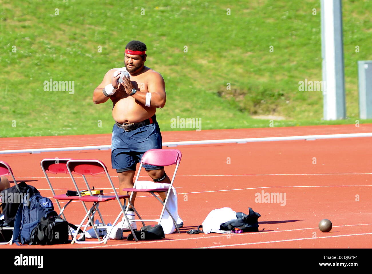 Ryan Whiting The USA Olympic Track and Field team train at Alexander Stadium, Perry Park