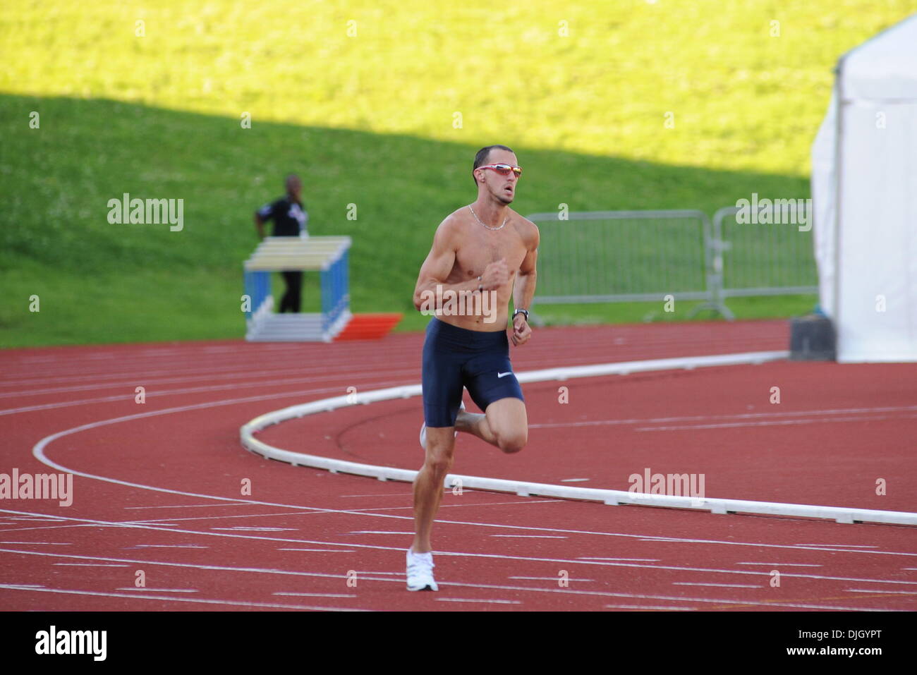 The USA Olympic Track and Field team train at Alexander Stadium, Perry Park Birmingham, England