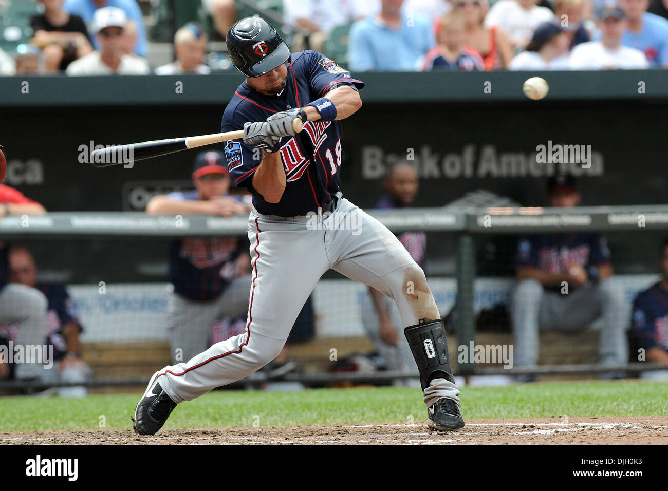 25 July 2010: Minnesota Twins center fielder Jason Repko (18) swings at ...