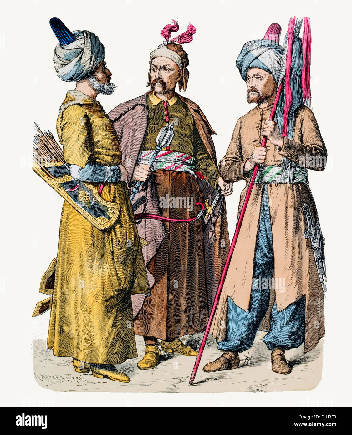 17th century XVII and early 18th century XVIII Turkish military officers Stock Photo